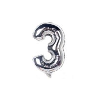 Number Balloon - 3 - 80 cm - SILVER