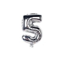 Number Balloon - 5 - 80 cm - SILVER