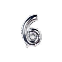 Number Balloon - 6 - 80 cm - SILVER
