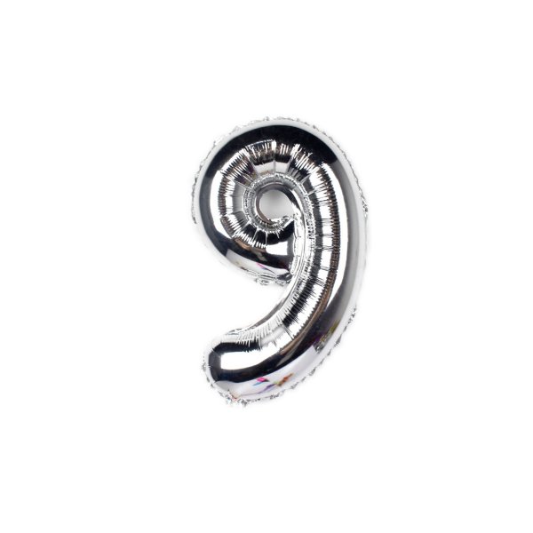 Number Balloon - 9 - 80 cm - SILVER