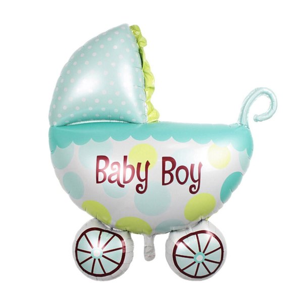 Folienballon - Babywagen - Baby Boy - mit Stick - 25 cm