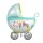 Folienballon - Babywagen - Baby Boy - mit Stick - 25 cm