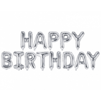 Folienballon - Schriftzug - Happy Birthday - Silber