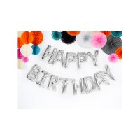 Foil Balloon - Text - Happy Birthday - Silver
