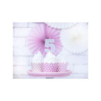 Cake Candle - Number 5 - Silver