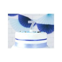 Cake Candle - Number 7 - Silver