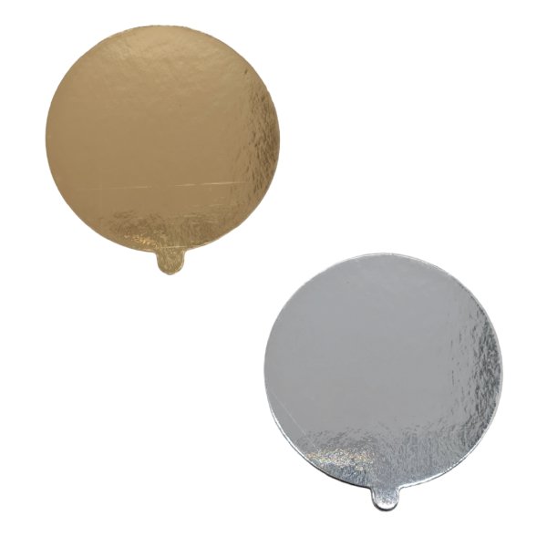 50 x Cake Coaster doublesided - GOLD-SILVER glossy - round - 10 cm Ø