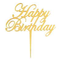 Cake Topper XXL - Happy Birthday No3 -  GOLD - Acryl -...