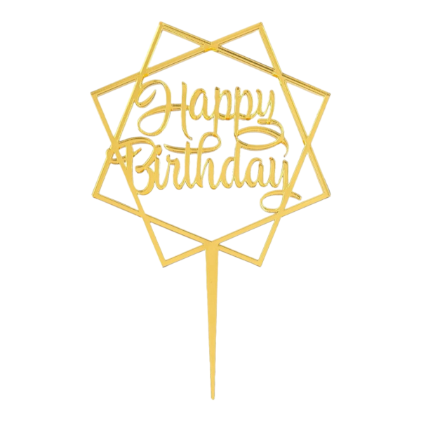 Cake Topper XXL - Happy Birthday No4 -  GOLD - Acryl - Shantys