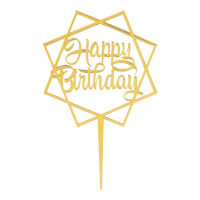 Cake Topper XXL - Happy Birthday No4 -  GOLD - Acryl -...