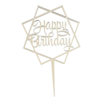 Cake Topper XXL - Happy Birthday No4 -  SILBER - Acryl -...