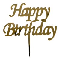 Cake Topper S - Happy Birthday - GOLD - Acryl - Shantys