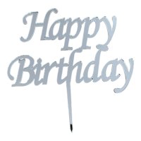 Cake Topper S - Happy Birthday - SILVER - Acryl - Shantys