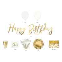 Party decorations set - Birthday, gold